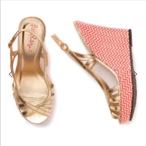 Lilly Pulitzer gold Wedge